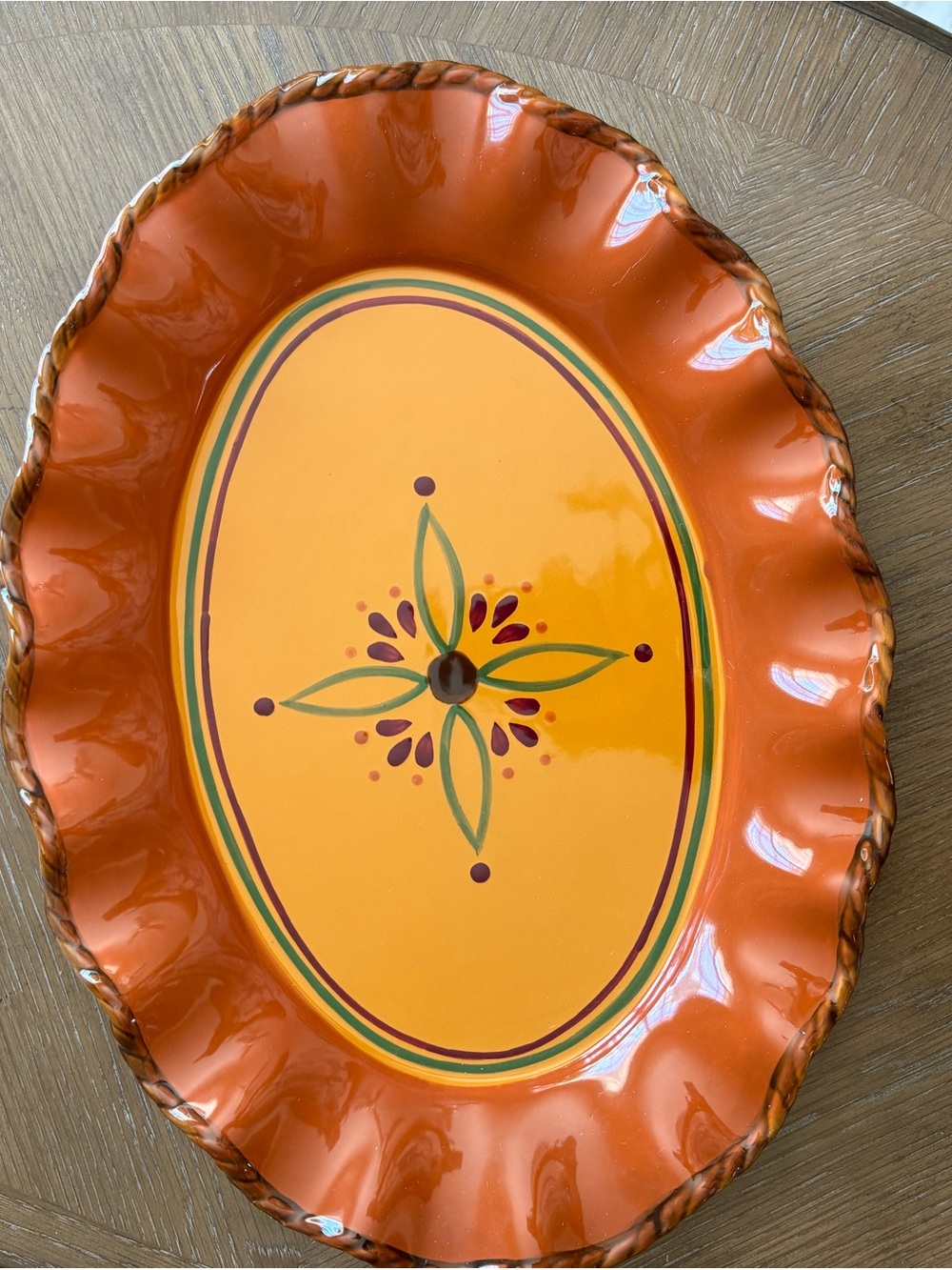 Home Interiors Orange and Yellow Decorative Serving Platter
